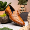 Hand Burnished Calfskin Penny Loafer Camel