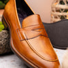 Hand Burnished Calfskin Penny Loafer Camel