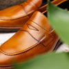 Hand Burnished Calfskin Penny Loafer Camel