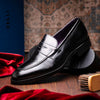 Hand Burnished Calfskin Penny Loafer Black