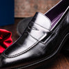 Hand Burnished Calfskin Penny Loafer Black
