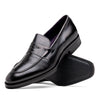 Hand Burnished Calfskin Penny Loafer Black
