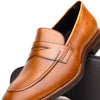 Hand Burnished Calfskin Penny Loafer Camel