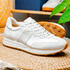 WHITE ROXI Suede & Calfskin Sneaker, White