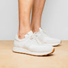 WHITE ROXI Suede & Calfskin Sneaker, White