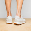 WHITE ROXI Suede & Calfskin Sneaker, White