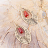 Rustic Orange Carnelian Golden Drop Earrings