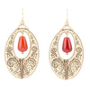 Rustic Orange Carnelian Golden Drop Earrings