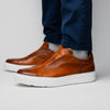 Italian Pebble Grain Calfskin Sneakers Cognac