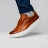 Italian Pebble Grain Calfskin Sneakers Cognac