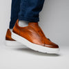 Italian Pebble Grain Calfskin Sneakers Cognac