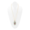 Stacked Stone Blue and Purple Turquoise Golden Pendant Chain Necklace