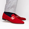 Tippa Suede & Calfskin Penny Loafers Red