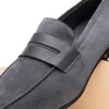 Suede & Calfskin Penny Loafers Grey