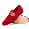 Tippa Suede & Calfskin Penny Loafers Red