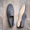 Suede & Calfskin Penny Loafers Grey
