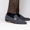 Suede & Calfskin Penny Loafers Grey