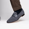 Suede & Calfskin Penny Loafers Grey