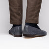 Suede & Calfskin Penny Loafers Grey