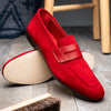 Tippa Suede & Calfskin Penny Loafers Red