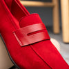 Tippa Suede & Calfskin Penny Loafers Red