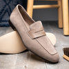 Suede & Calfskin Penny Loafers Taupe