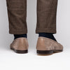 Suede & Calfskin Penny Loafers Taupe