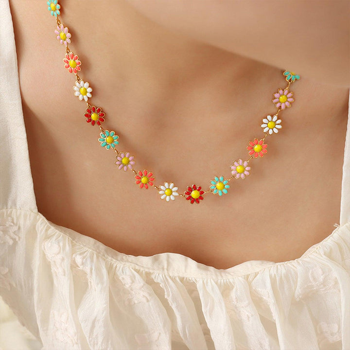 Titanium Steel Oil Drip Flower Necklace - Cocoa Yacht Club