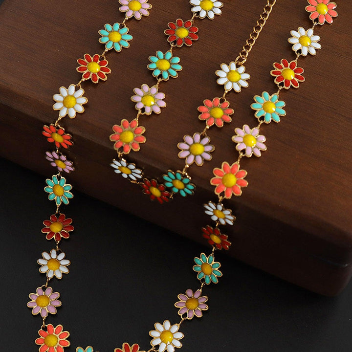 Titanium Steel Oil Drip Flower Necklace - Cocoa Yacht Club