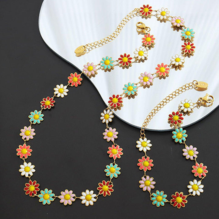 Titanium Steel Oil Drip Flower Necklace - Cocoa Yacht Club