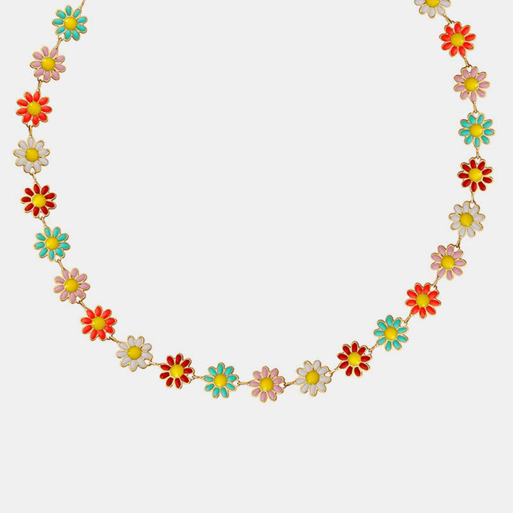 Titanium Steel Oil Drip Flower Necklace - Cocoa Yacht Club