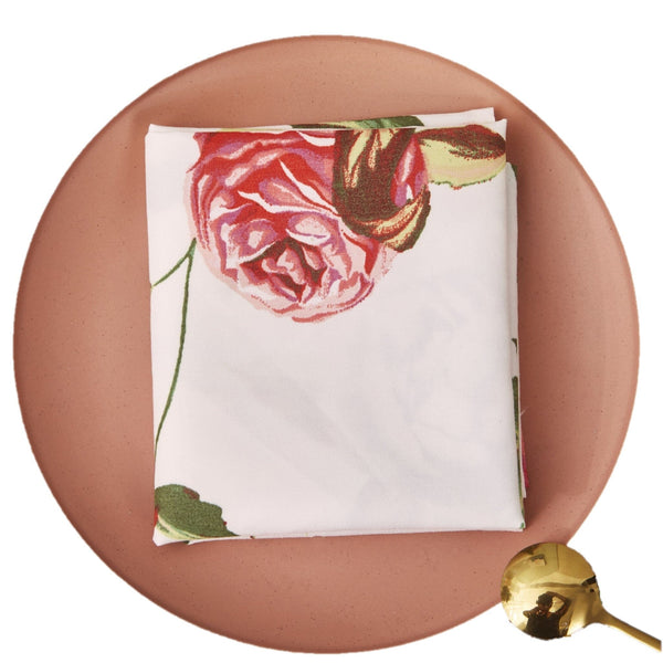 Set of 4-Pieces Romantic Roses Pink Floral Dining Table Napkins 18" x 18" (879)