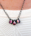 Tia Long Three Stone Pink Dahlia Necklace