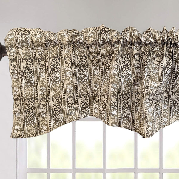 Moroccan Paisley Filigree Floral Window Curtain Valance - 18" x 52" (JHW-885)