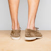 Italian Suede Goatskin Boat Shoes, Taupe