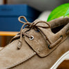 Italian Suede Goatskin Boat Shoes, Taupe