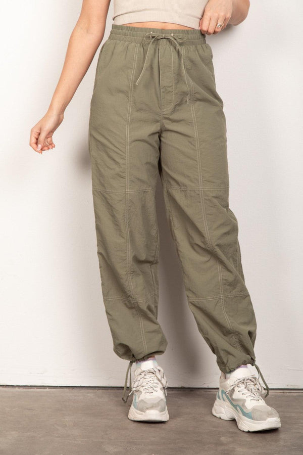 VERY J Drawstring Woven Parachute Joggers - Cocoa Yacht Club