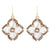 White Mother of Pearl Maltese Cross Golden Drop Earrings