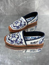 Cocoa Yacht Club Retro Style Blue Flower Canvas Shoes