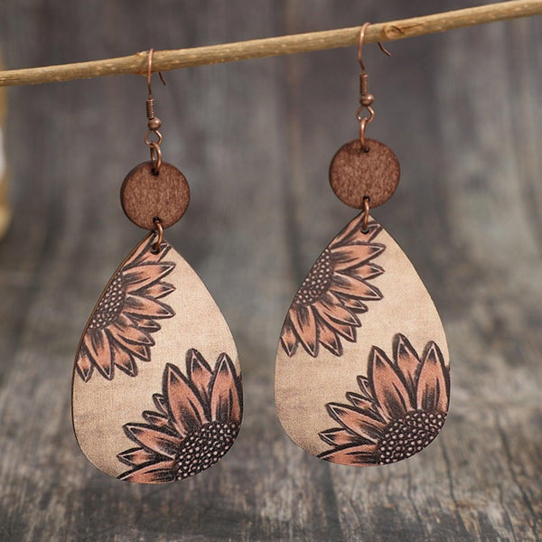 Wooden Iron Hook Dangle Earrings - Cocoa Yacht Club