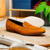 Italian Suede Goatskin Loafer, Cognac