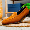 Italian Suede Goatskin Loafer, Cognac