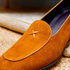 Italian Suede Goatskin Loafer, Cognac