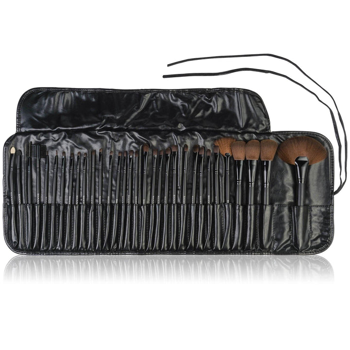 Professional Brush Set with Faux Leather Pouch, 32 Count Synthetic Bristles Cocoa Yacht Club