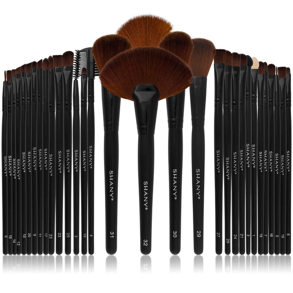 Professional Brush Set with Faux Leather Pouch, 32 Count Synthetic Bristles Cocoa Yacht Club