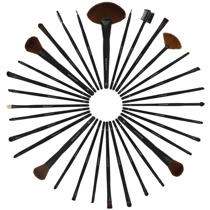 Professional Brush Set with Faux Leather Pouch, 32 Count Synthetic Bristles Cocoa Yacht Club