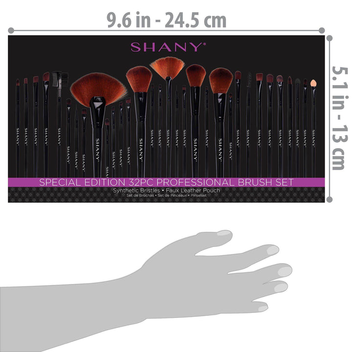 Professional Brush Set with Faux Leather Pouch, 32 Count Synthetic Bristles Cocoa Yacht Club