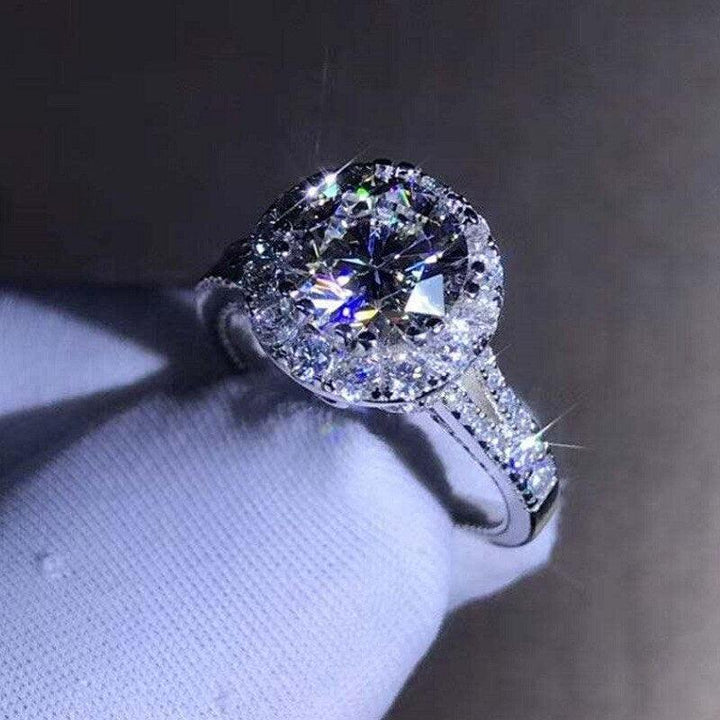 Real Solid 14K White Gold Jewerly Ring for Women Fine Anillos De Round Diamond Wedding Bizuteria with 925 Jewelry Rings Cocoa Yacht Club