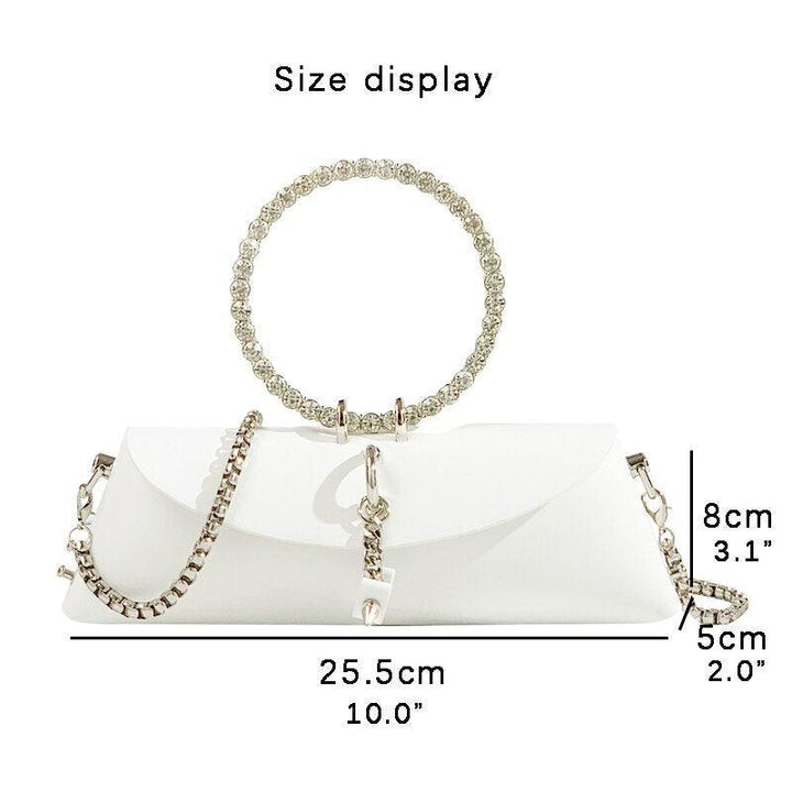 Rhinestone Clutch Bag with Metal Ring Handle Cocoa Yacht Club